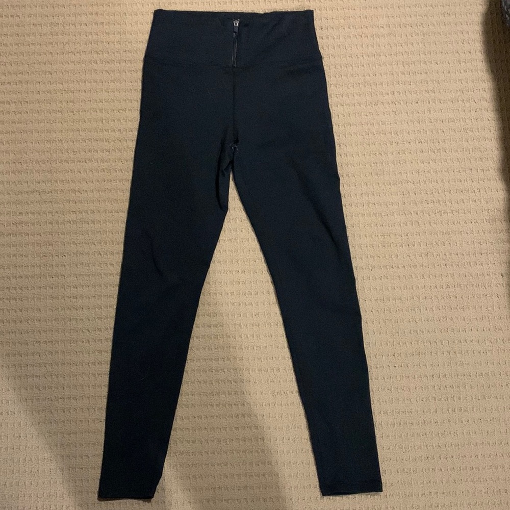 Fabletics (Demi Lovato Design) black leggings with zipper in front, size small